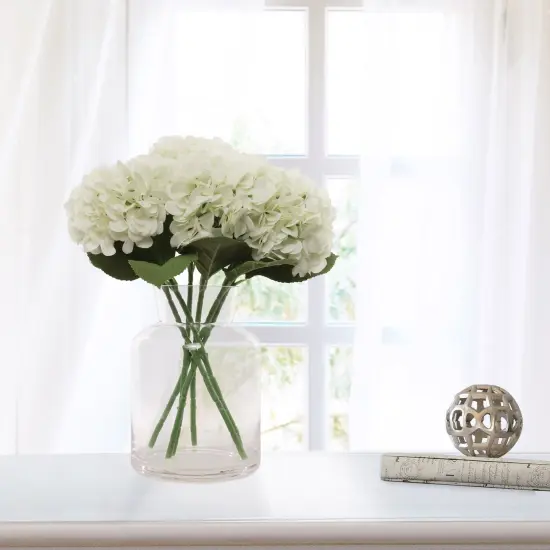 12PC 18" Cream Hydrangea Stems - Set of 12, Large 7" Blooms, Home Decor - Ideal for Bouquets, Centerpieces - Timeless All-Season Elegance, Floral Home by Artificial Flowers {3}