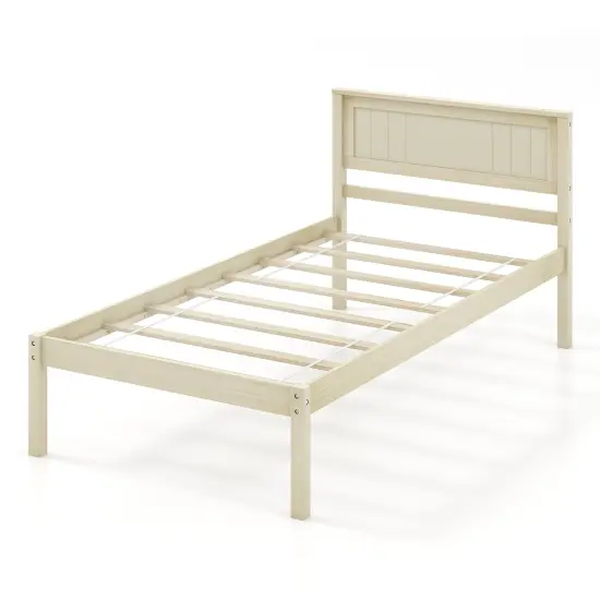 Twin/Full/Queen Size Wooden Bed Frame with Headboard and Slat Support-Twin Size {1}