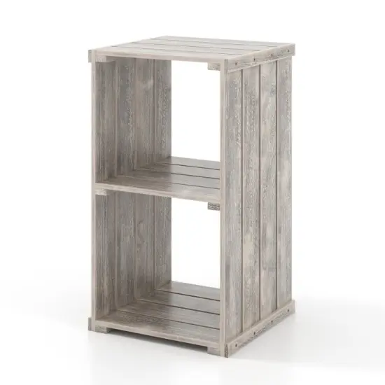 2-Cube Storage Shelf with Open Back and 3-Tier Shelf Light grey {7}