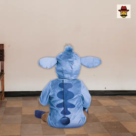 Baby Stitch Costume Soft Blue Plush Jumpsuit Mittens Detachable Tail Headpiece {4}