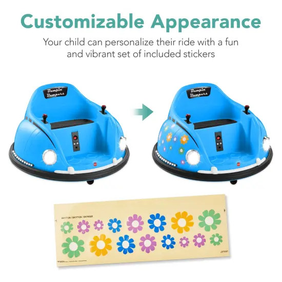 Best Choice Products 6V Kids Ride On Bumper Car Toy w/ Remote Control, Harness, Lights, 360 Degree Spin Light Blue {2}