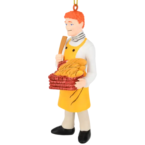 Tree Buddees Funny Ginger Bread Man Ornament Redhead Baker with Bread Basket Hilarious Play on Words {3}
