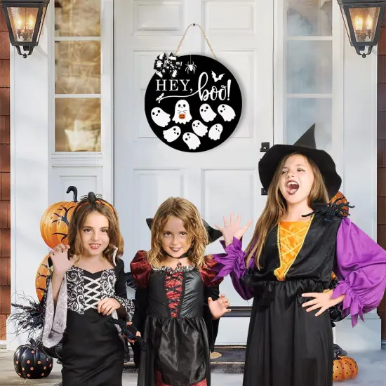 Halloween Door Sign Decorations Ghost Wreath {5}