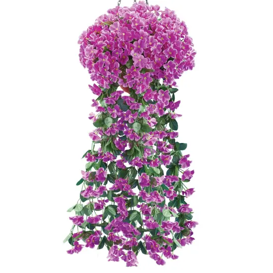 Collections Etc Set Of 2 Floral Hanging Bushes {2}