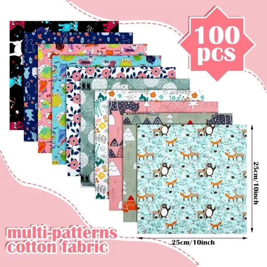 40 Pcs 20 x 20 Inch Cotton Fabric Bundle Square Quilting {2}