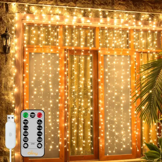 200 LED String Lights with Remote - 8 Modes, 6.6x6.6ft (Warm White) {1}