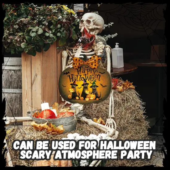 Halloween Welcome Door Sign Wood Vintage {3}