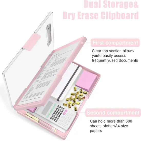 Clipboard with Storage - Pink {6}