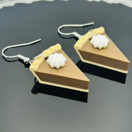 Chocolate Pie Earrings with Whipped Cream {3}