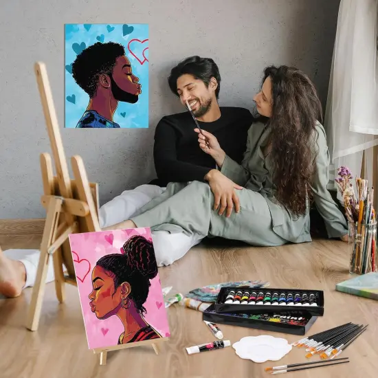 Acrylic Couples Painting Kit Wood Easel {6}
