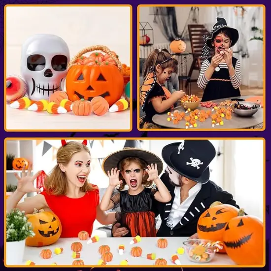 80Pcs Fake Pumpkin Candy Corn Mini Resin Charms {6}