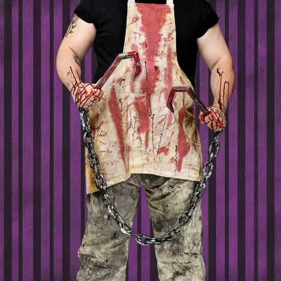 Men&rsquo;s Pig Butcher Costume with Pig Mask and Bloody Apron {4}
