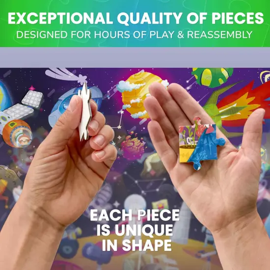 100 Piece Glow in The Dark Puzzles for Kids |Space, Dino {4}