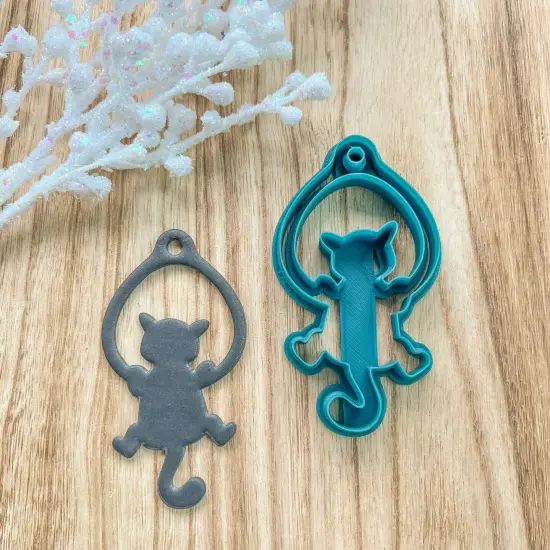 Hanging Cat Christmas Ornament Clay Cutters | Cat | Ornament Cutter {1}