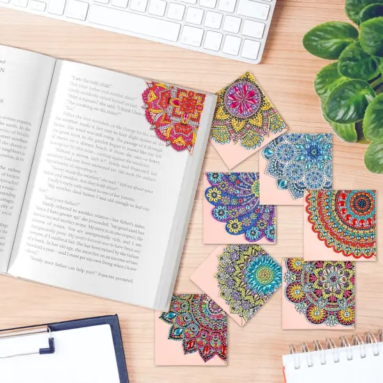 8 Pcs - DIY Leather Diamond Painting Corner Bookmarks Kits {3}