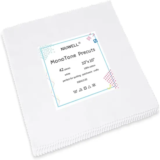 42 Pieces 10&Prime; Pre-Cut White Cotton Fabric Squares &mdash; Layer Cake Quilting Fabric {1}