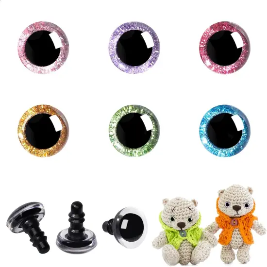 120pcs 12mm 3D Glitter Plastic Safety Eyes for Amigurumi Trapezoid Craft {1}