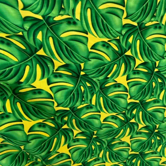1 Yard All Over Monstera Leaf Fabric, 100% Polyester, 36in L x 45in W Tropical Print Magenta/Royal {5}