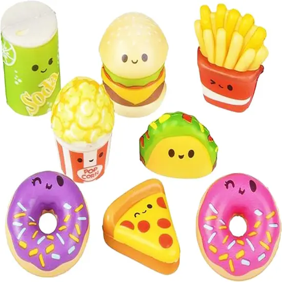 4E's Novelty 24 Pack Fast Food Squishy Toys for Kids Bulk - Slow Rising Individually Wrapped Small Foam Squishies for Classroom & Birthday Party Favors {2}