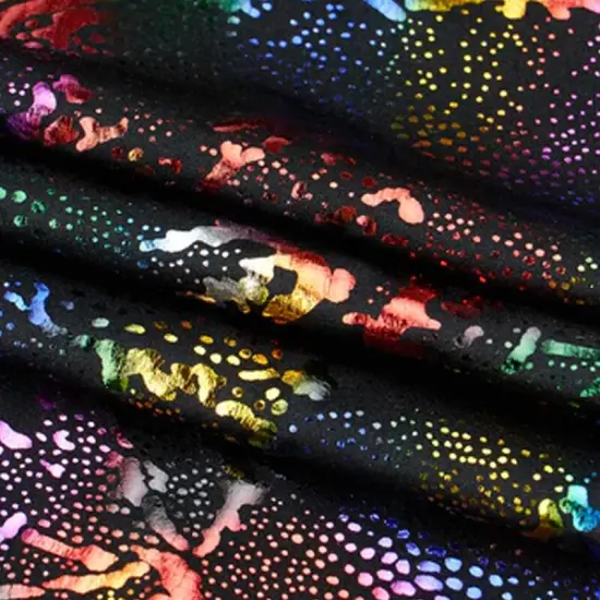 Metallic Reef Hologram Spandex Fabric Black/Multi {1}