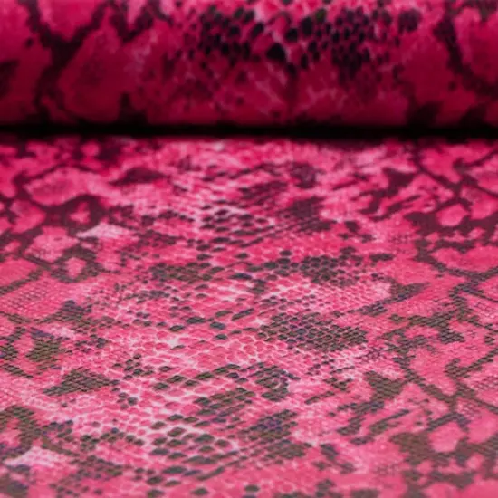 Rattlesnake Foil Printed Spandex Hot Pink {1}