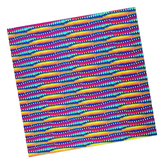 Rainbow Multi Color Zig Zag Printed Spandex {3}