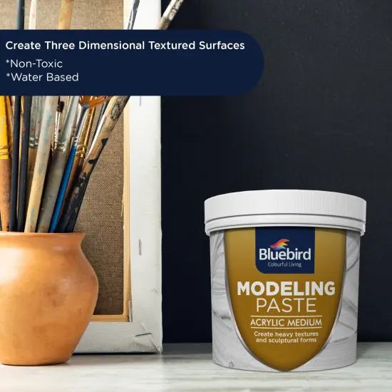 Bluebird Professional Thick Modeling Paste 571ML / 28.2Oz - High Density, Acrylic Medium - for Texture and Thickness, Dimension Additive (White, 28.2 Oz / 800GM) {5}