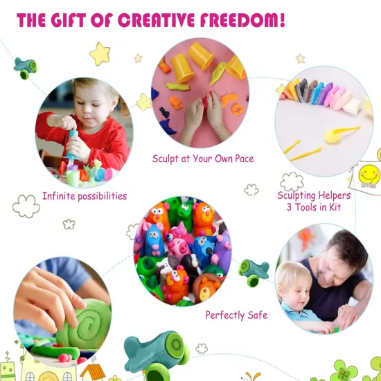 Air Dry Clay, 24 Colors Modeling Clay Kit with 3 Sculpting Tools, Magic Foam Clay for Kids and Adults, DIY Molding Clay Gift for Boys and Girls {5}