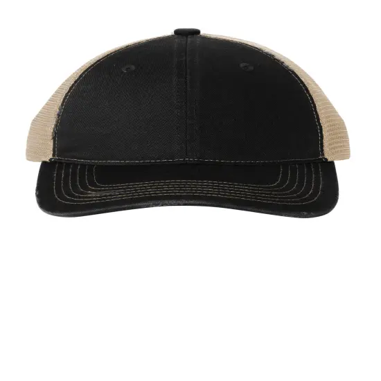 Port Authority&reg; Distressed Mesh Back Cap Black/ Khaki {1}