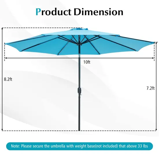 Costway 10Ft Outdoor Market Patio Table Umbrella Push Button Tilt Crank Lift Burgundy\Beige\Tan\Blue {3}