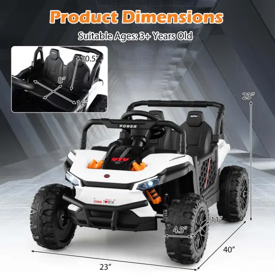 Costway 12V Kids Ride on Truck with Parental Remote 3 Speeds & Reverse Forward Function White/Red/Pink {3}