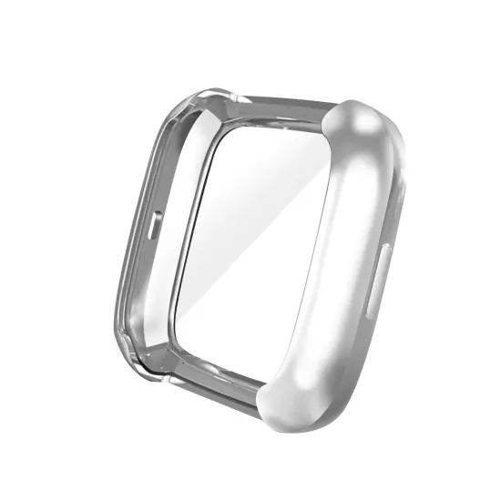 Screen Protector compatible with Fitbit Versa 2 Smartwatch, with Soft TPU Rubber Protective Case All Around Shockproof Bumper Full Cover, Clear/Silver by Insten {2}