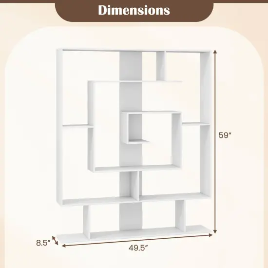 Costway 7-Tier Bookshelf Geometric Bookcase with 2 Anti-Tipping Kits Rustic Brown/White {3}
