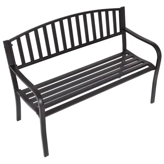 Costway 50'' Patio Garden Bench Park Yard Outdoor Furniture Steel Slats Porch Chair Seat {4}