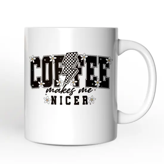 Coffee Makes Me Nicer Mug, Retro Caffeine Lovers Gift {4}