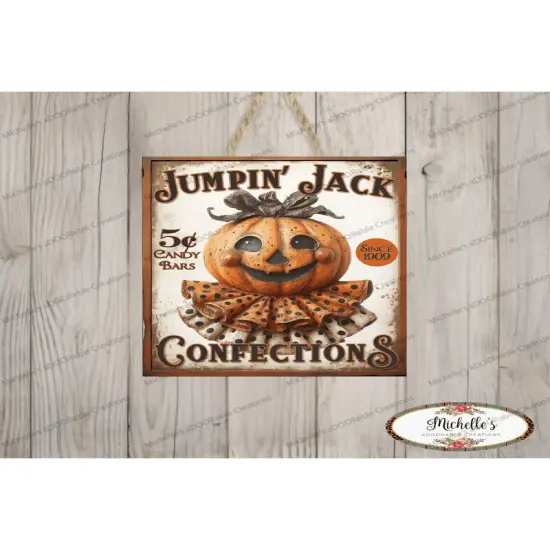 Vintage Halloween Jumpkin Jack Pumpkin Sign {3}