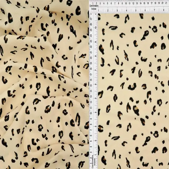1 Yard Twill Animal/Leopard Print Fabric, 58/59" Wide Polyester Spandex Blend BEIGE {1}