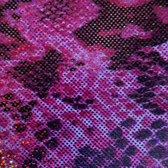 1 Yard Summer Snake Hologram Nylon Spandex Fabric for Costumes Swimwear Cosplay Pink Gold Hologram {1}