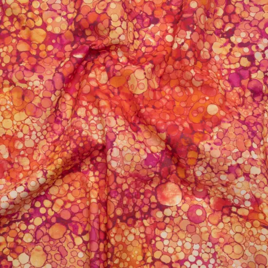 1 Yard Hibiscus Bubbles Quilting Cotton Fabric Bliss Collection Pink Orange Yellow 43 inch Width {1}