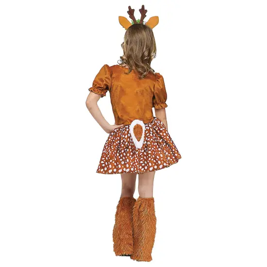 Adorable Deer Motif Child Costume with Dress Tail and Flower Headband, Perfect for Themed Parties {2}