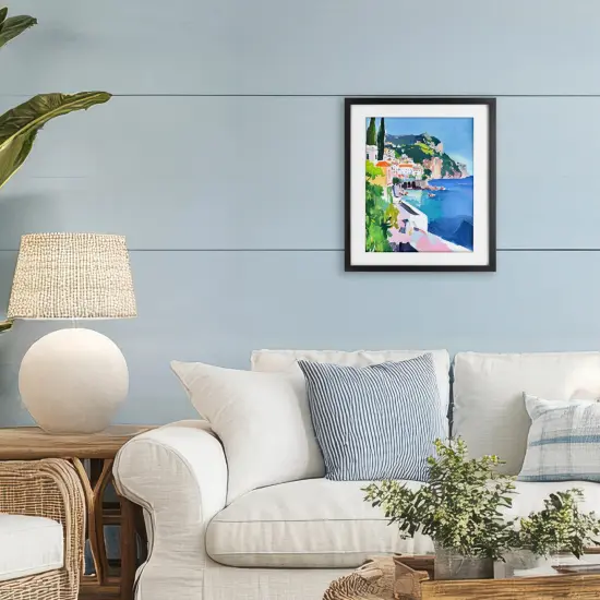 Stupell Industries Colorful Italian Coast Framed Print Under Glass, design by Riley B {2}