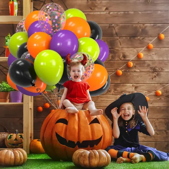 60 Pieces 12 Inch Halloween Latex Balloons (Black Orange Purple Green) {4}