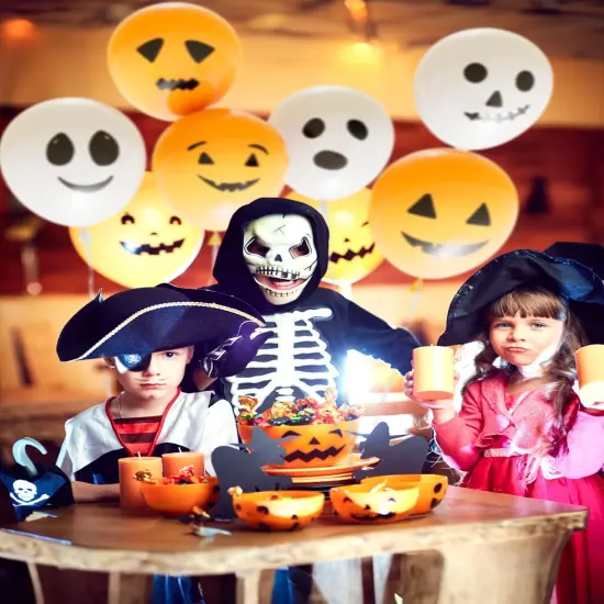 60Pcs Halloween Ghost Latex Balloons - 6 Styles (Orange White) {3}