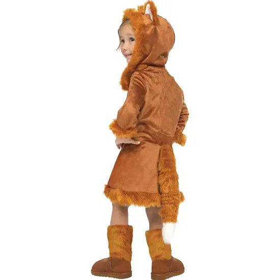 Girls Velvet Fox Costume with Plush Hood and Tail {2}