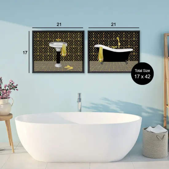 Stupell Industries Geometric Patterned Bathroom Views 2pc Floating Frame Set, design by Conrad Knutsen {3}