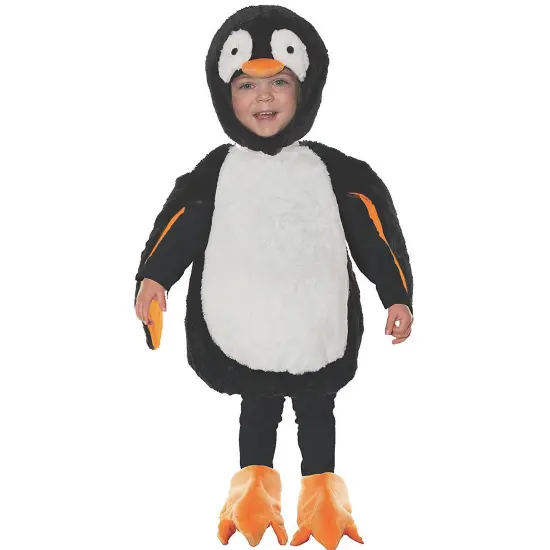 Toddler Penguin Costume Plush Body Headpiece and Webbed Shoe Covers {1}