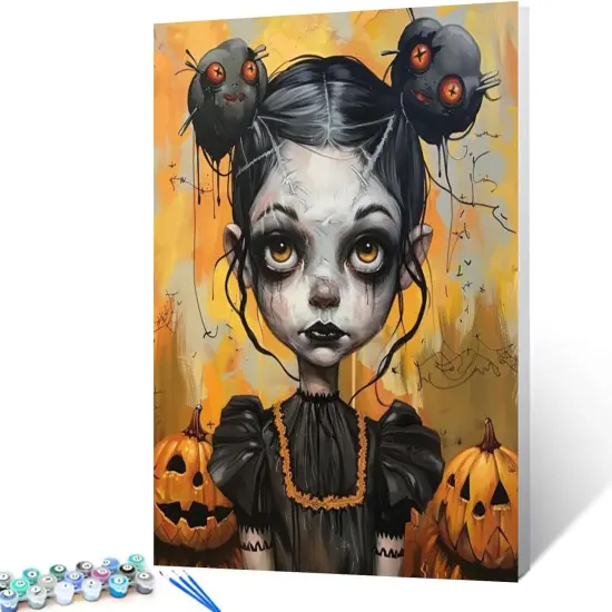 Halloween Little Girl Paint by Number - 16x20 Inch (Without Frame) {2}