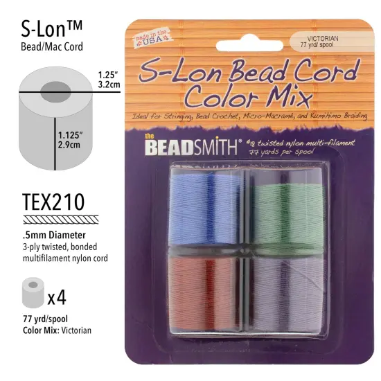 The Beadsmith Beadcord Tube of 4 Mixed Colors Victorian Mix {2}