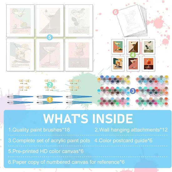 6 Pack Paint by Numbers Kit for Adults Beginners - 8x10 Inch {4}