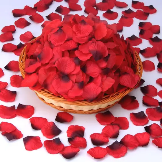 2000 PCS Silk Rose Petals, Artificial Flower Petals for Wedding Party, Valentine's Day,Romantic Night,Proposal Anniversary Flower Decorations Color Dark-Red {2}